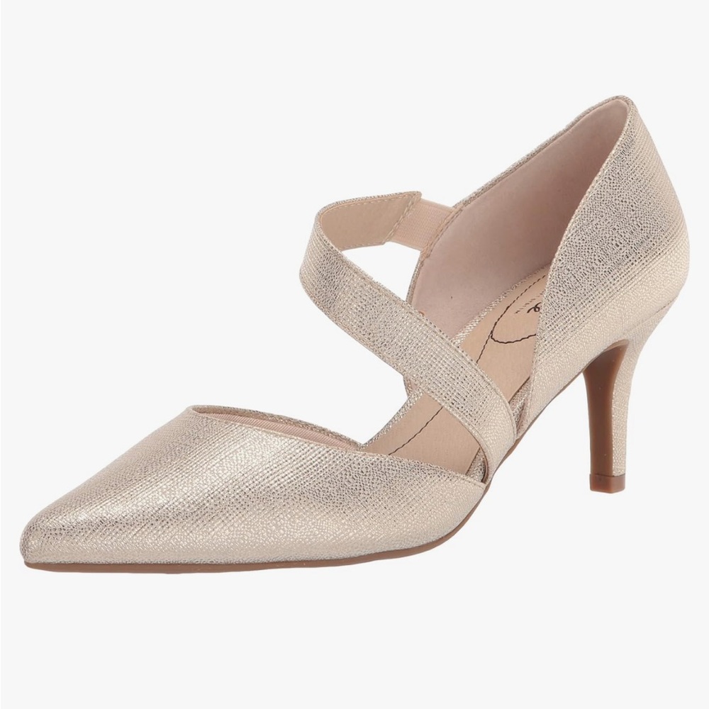 Life Stride Metallic Champagne Pointed-Toe Pumps